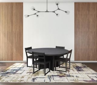 70" Dark Gray Rounded Solid Wood Dining Table