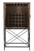 33" Brown Solid Wood Two Door Carved Wine Cabinet