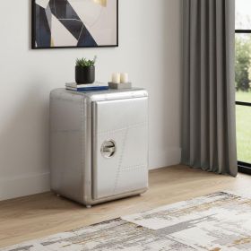 18" Silver Aluminum Standard Accent Cabinet With One Shelf