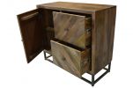34" Shades of Natural Brown Solid Wood Accent Chest With A Door and Shelves
