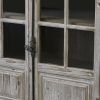 83" White Wash Gray Solid Wood Four Door Side Board with Glass Inserts