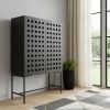48" Dark Gray Solid Wood and Metal Holey Two Door Accent Chest