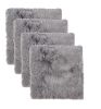 Set Of Four 17" X 17" Grey Wool Chair Pads