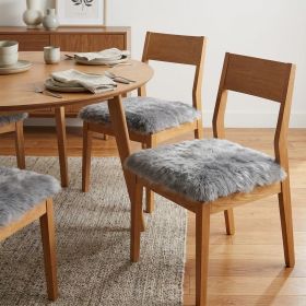 Set Of Four 17" X 17" Grey Wool Chair Pads