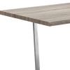 59" Taupe And Silver Solid Wood And Metal Sled Base Dining Table