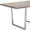 59" Taupe And Silver Solid Wood And Metal Sled Base Dining Table