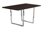 59" Espresso And Silver Solid Wood And Metal Sled Base Dining Table