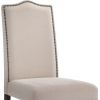 Cream And Espresso Upholstered Linen Dining Parsons Chair