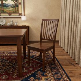 Chestnut Wood Slat Back Dining Side Chair