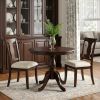 30" Espresso Rounded Solid Manufactured Wood And Solid Wood Pedestal Base Dining Table