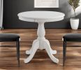 30" White Rounded Solid Manufactured Wood Pedestal Base Dining Table