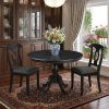 42" Black Rounded Solid Manufactured Wood And Solid Wood Pedestal Base Dining Table