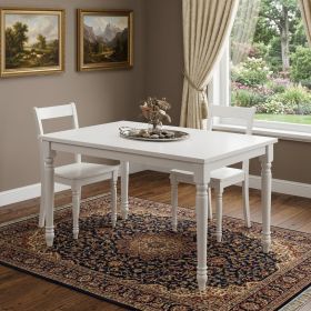 48" White Solid Wood Dining Table