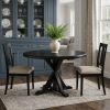 48" Black Rounded Solid Manufactured Wood And Solid Wood Pedestal Base Dining Table