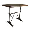 48" Brown And Black Solid Wood And Iron Trestle Base Dining Table