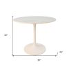 36" White Rounded Marble And Iron Pedestal Base Dining Table