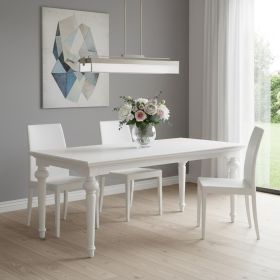 71" White Solid Wood Dining Table