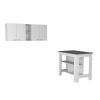 White And Dark Brown 41" Kitchen Island Set With Storage