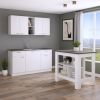 White And Dark Brown 41" Kitchen Island Set With Storage