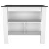 White And Dark Brown 41" Kitchen Island Set With Storage
