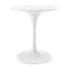 32" White Rounded Fiberglass And Metal Pedestal Base Dining Table