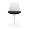 White Heavy Duty Plastic Dining Side Chair With Black Faux Leather Cushion
