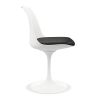 White Heavy Duty Plastic Dining Side Chair With Black Faux Leather Cushion