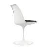 White Heavy Duty Plastic Dining Side Chair With Black Faux Leather Cushion