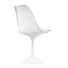 White Heavy Duty Plastic Dining Side Chair With Faux Leather Cushion