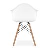 White And Natural Heavy Duty Plastic And Solid Wood Dining Arm Chair