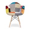 Black White and Rainbow And Natural Upholstered Fabric Dining Arm Chair