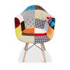 Black White and Rainbow And Natural Upholstered Fabric Dining Arm Chair