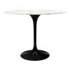 40" White And Black Marble And Metal Dining Table