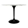40" White And Black Marble And Metal Dining Table