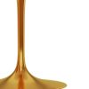 40" White And Gold Rounded Stone And Metal Pedestal Base Dining Table