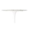 32" White Rounded Marble And Metal Pedestal Base Dining Table