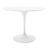 42" White Fiberglass And Metal Dining Table