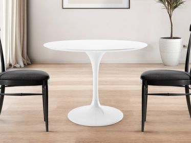 42" White Fiberglass And Metal Dining Table