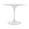 42" White Fiberglass And Metal Dining Table