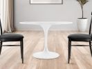 48" White Fiberglass And Metal Dining Table
