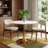 36" White And Gold Metal Dining Table