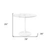 36" White Rounded Metal Pedestal Base Dining Table