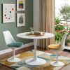 36" White Metal Dining Table