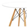 30" White And Natural Rounded Fiberglass And Solid Wood Dining Table