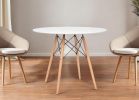36" White And Natural Solid Wood Dining Table