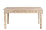 60" White Solid Wood Dining Table