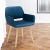 Blue Upholstered Velvet Open Back Dining Chair