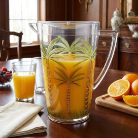 2.5 Quart Clear and Green Palm Tree Acrylic Pitcher