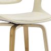 Off White And Natural Upholstered Faux Leather Dining Arm Chair