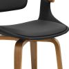 Black And Dark Brown Upholstered Faux Leather Dining Arm Chair